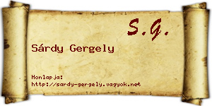 Sárdy Gergely névjegykártya