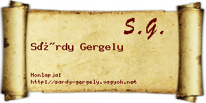 Sárdy Gergely névjegykártya